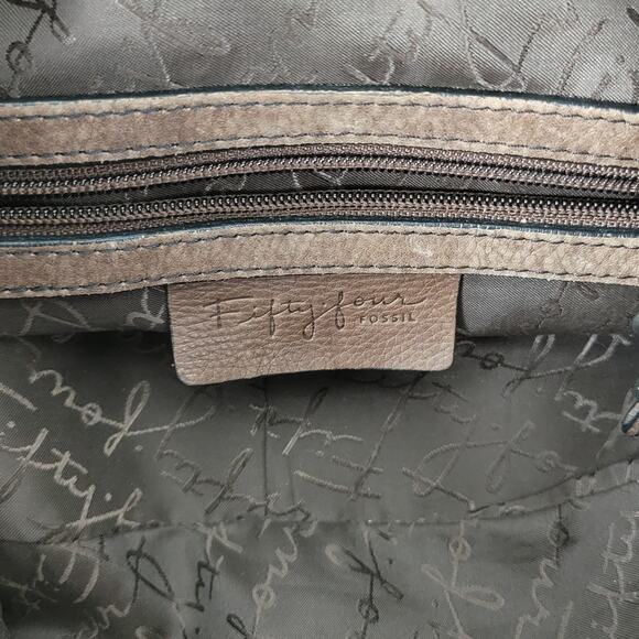 Fossil Fifty Four Womens Shoulder Bag Brown Leather Tassels Studded Hobo Western - Picture 5 of 13